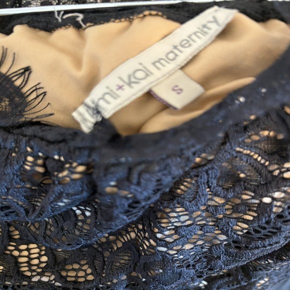 Kimi and Kai Maternity Morgan Lace Trim Body-con Dress Black Size Small - Picture 5 of 5